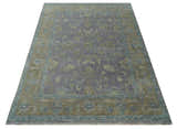 Custom Made Antique look Plum and Brown Hand Knotted Traditional Oushak Wool Area Rug