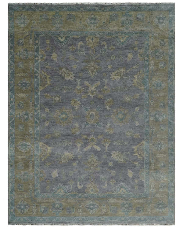 Custom Made Antique look Plum and Brown Hand Knotted Traditional Oushak Wool Area Rug