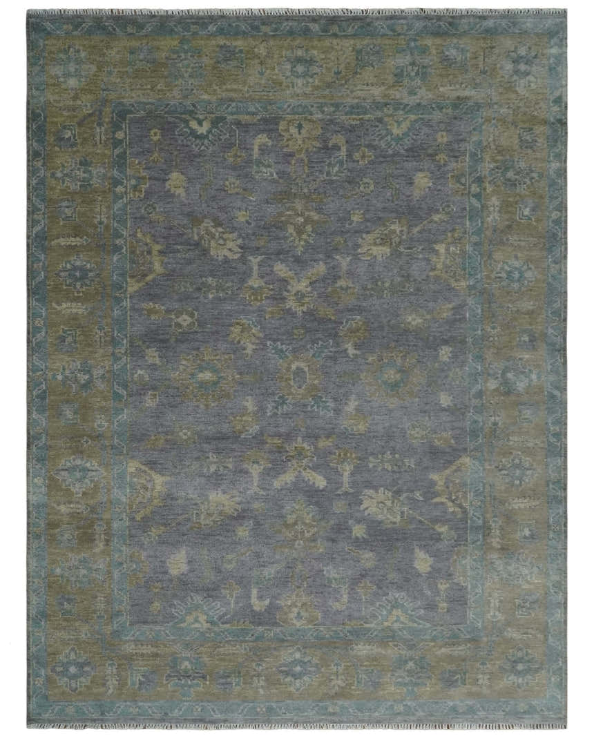 Custom Made Antique look Plum and Brown Hand Knotted Traditional Oushak Wool Area Rug