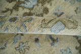 Custom Made Antique Style Beige and Blue Hand knotted Oushak wool Area Rug