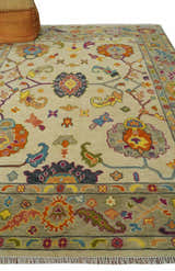 Custom Made Antique Style Beige Colorful Hand knotted Traditional Oushak wool Area Rug