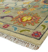 Custom Made Antique Style Beige Colorful Hand knotted Traditional Oushak wool Area Rug