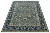 Custom Made Antique Style Gray, Blue and Beige Hand Tufted Traditional wool Area Rug