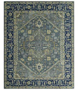 Custom Made Antique Style Gray, Blue and Beige Hand Tufted Traditional wool Area Rug