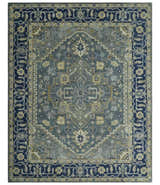 Custom Made Antique Style Gray, Blue and Beige Hand Tufted Traditional wool Area Rug