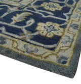 Custom Made Antique Style Gray, Blue and Beige Hand Tufted Traditional wool Area Rug