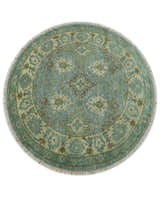 Custom Made Antique Style Green and Silver Hand knotted Traditional Oriental Oushak wool Area Rug