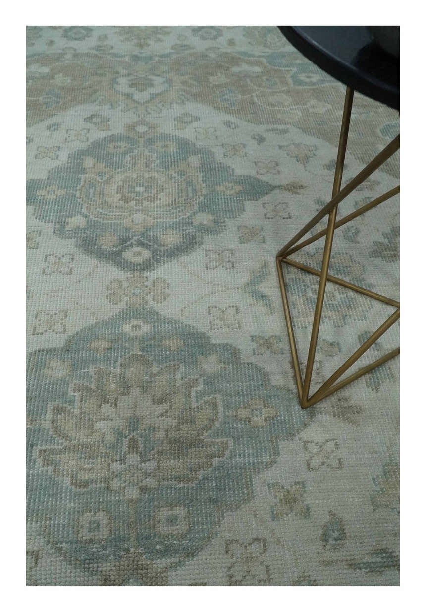 Custom Made Antique Style Neutral Ivory and Camel Custom Made wool Area Rug