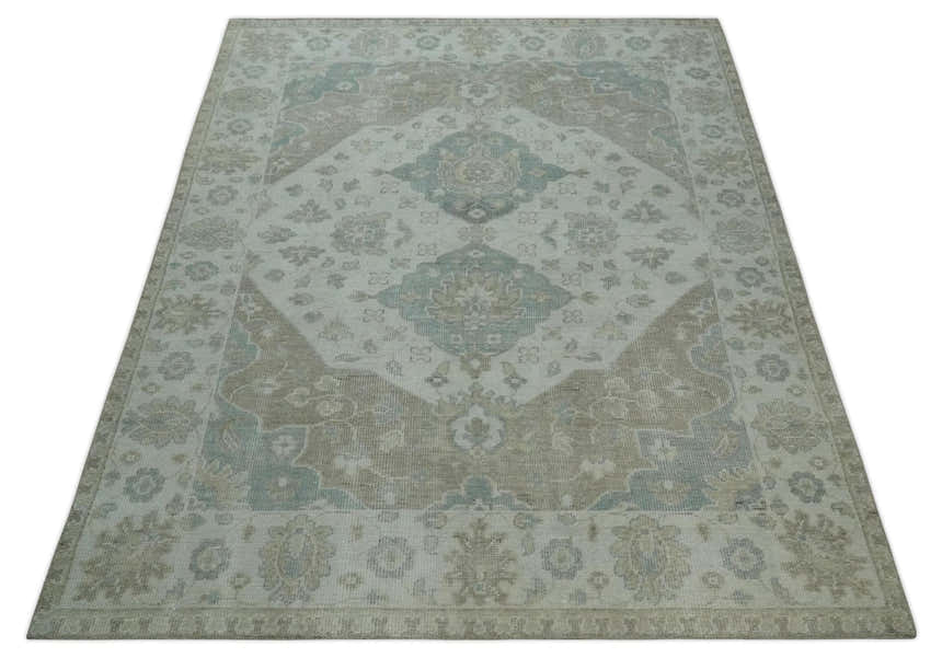 Custom Made Antique Style Neutral Ivory and Camel Custom Made wool Area Rug
