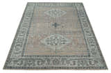 Custom Made Antique Style Peach, Ivory and Charcoal Hand knotted Traditional Wool Rug