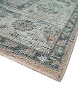 Custom Made Antique Style Peach, Ivory and Charcoal Hand knotted Traditional Wool Rug