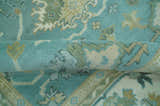 Custom Made Aqua and Beige Hand Knotted Traditional Wool Rug
