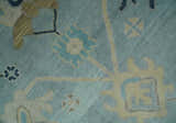 Custom Made Aqua, Ivory and Beige Hand knotted Oriental Oushak wool Area Rug