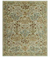 Custom Made Beige And Brown Traditional Floral Design Hand Tufted Wool Area Rug