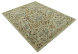 Custom Made Beige And Brown Traditional Floral Design Hand Tufted Wool Area Rug