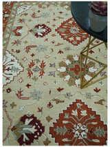 Custom Made Beige And Brown Traditional Oriental Design Hand Tufted Wool Area Rug