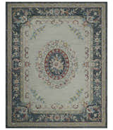 Custom Made Beige and Charcoal Aubusson French design Hand Tufted wool Area Rug