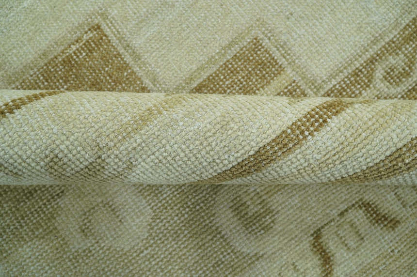 Custom Made Beige and Olive Hand Knotted Traditional wool area rug
