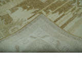 Custom Made Beige and Olive Hand Knotted Traditional wool area rug