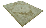Custom Made Beige and Olive Hand Knotted Traditional wool area rug