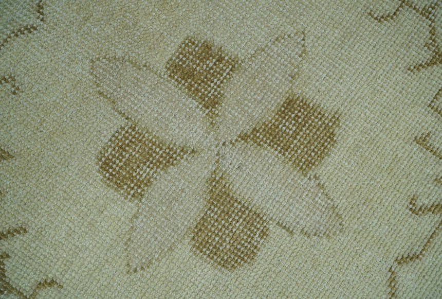 Custom Made Beige and Olive Hand Knotted Traditional wool area rug