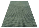 Custom Made Beige and Shades of Blue Stripes Design Contemporary wool area Rug