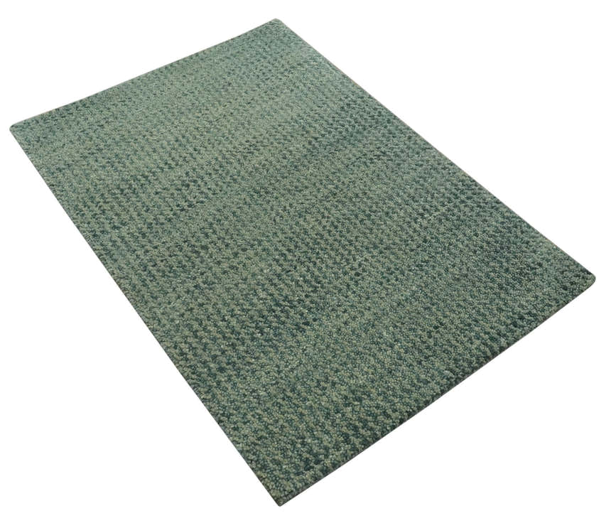 Custom Made Beige and Shades of Blue Stripes Design Contemporary wool area Rug