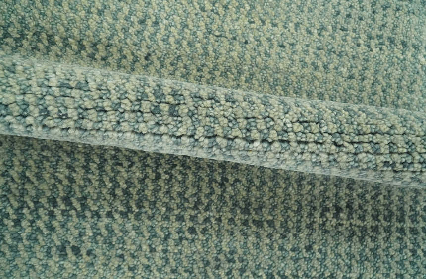 Custom Made Beige and Shades of Blue Stripes Design Contemporary wool area Rug
