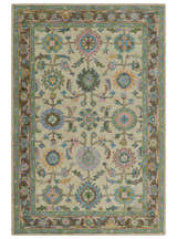 Custom Made Beige, Blue and Purple Traditional Floral Hand Tufted wool rug
