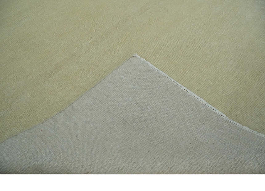 Custom Made Beige Modern Solid Hand knotted wool Area Rug