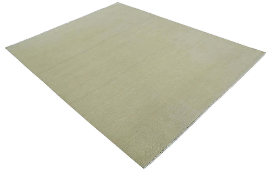 Custom Made Beige Modern Solid Hand knotted wool Area Rug