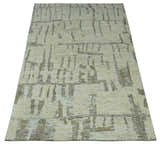 Custom Made Beige, Olive and Gray Hand Knotted Modern Abstract wool Area Rug