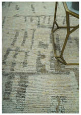 Custom Made Beige, Olive and Gray Hand Knotted Modern Abstract wool Area Rug
