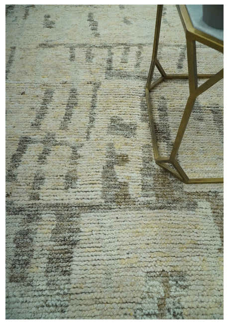 Custom Made Beige, Olive and Gray Hand Knotted Modern Abstract wool Area Rug