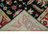 Custom Made Black, Rust, and Olive Traditional Oriental Hand Knotted Wool Area Rug