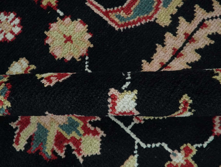 Custom Made Black, Rust, and Olive Traditional Oriental Hand Knotted Wool Area Rug