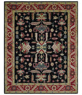Custom Made Black, Rust, and Olive Traditional Oriental Hand Knotted Wool Area Rug