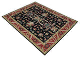 Custom Made Black, Rust, and Olive Traditional Oriental Hand Knotted Wool Area Rug