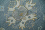 Custom Made Blue and Aqua Hand Knotted Traditional Oushak Wool Area Rug