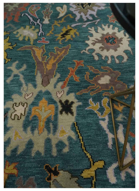 Custom Made Blue and Brown Colorful Multi Size Oushak wool Area Rug