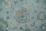 Custom Made Blue and Green Hand knotted traditional Oushak wool Area Rug