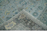 Custom Made Blue and Green Hand knotted traditional Oushak wool Area Rug