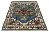 Custom Made Blue and Ivory Medallion Hand knotted Traditional wool Area Rug