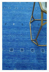 Custom Made Blue and Ivory Stripes Design Hand loom wool Area Rug