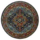 Custom Made Blue and Rust Hand Knotted Wool Antique Style Wool Area Rug