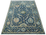 Custom Made Blue, Beige and Green Multi size Hand knotted Traditional Oushak Wool Area Rug