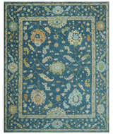 Custom Made Blue, Beige and Green Multi size Hand knotted Traditional Oushak Wool Area Rug