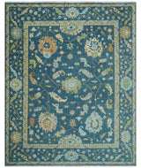Custom Made Blue, Beige and Green Multi size Hand knotted Traditional Oushak Wool Area Rug