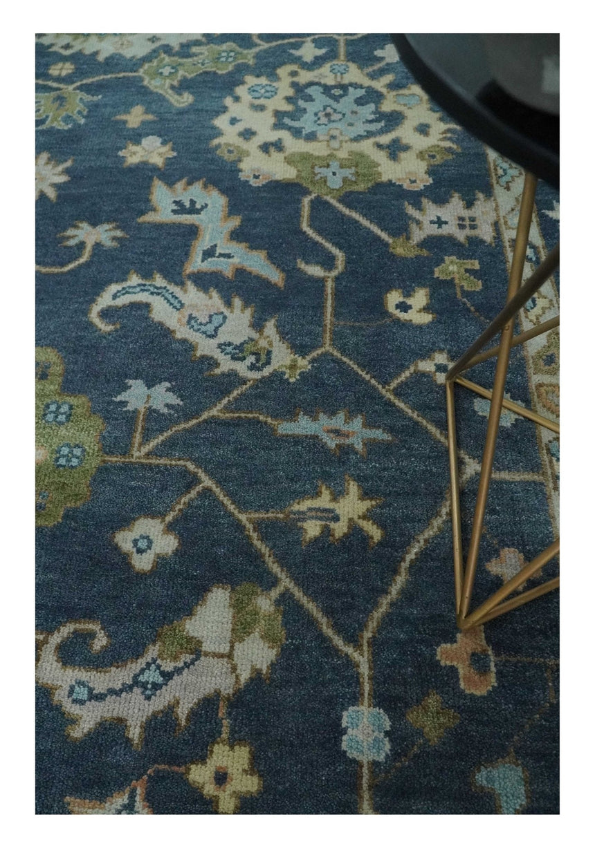 Custom Made Blue, Beige and Green Multi size Hand knotted Traditional Oushak Wool Area Rug