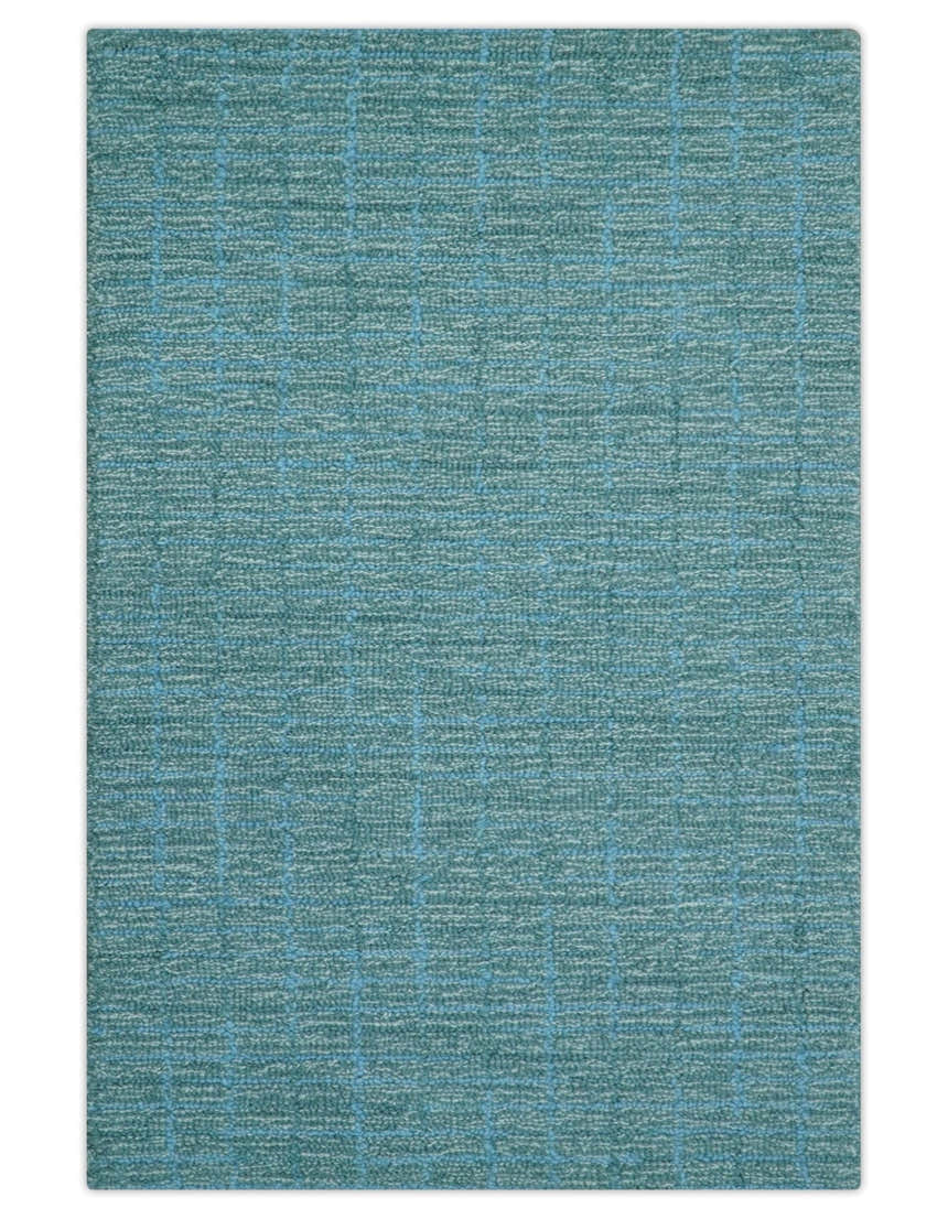 Custom Made Blue Modern Style Hand Tufted Wool Rug